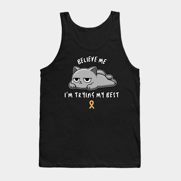 Multiple Sclerosis Warrior Cat With Awareness Ribbon Tank Top by GiftTrend